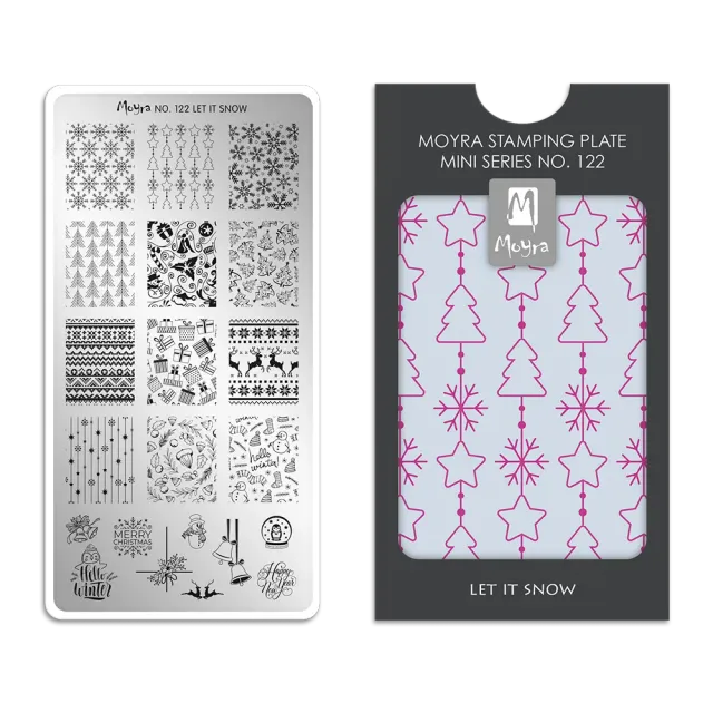 Moyra Mini stamping plade 122 Let it snow 6x12 cm – til små negle