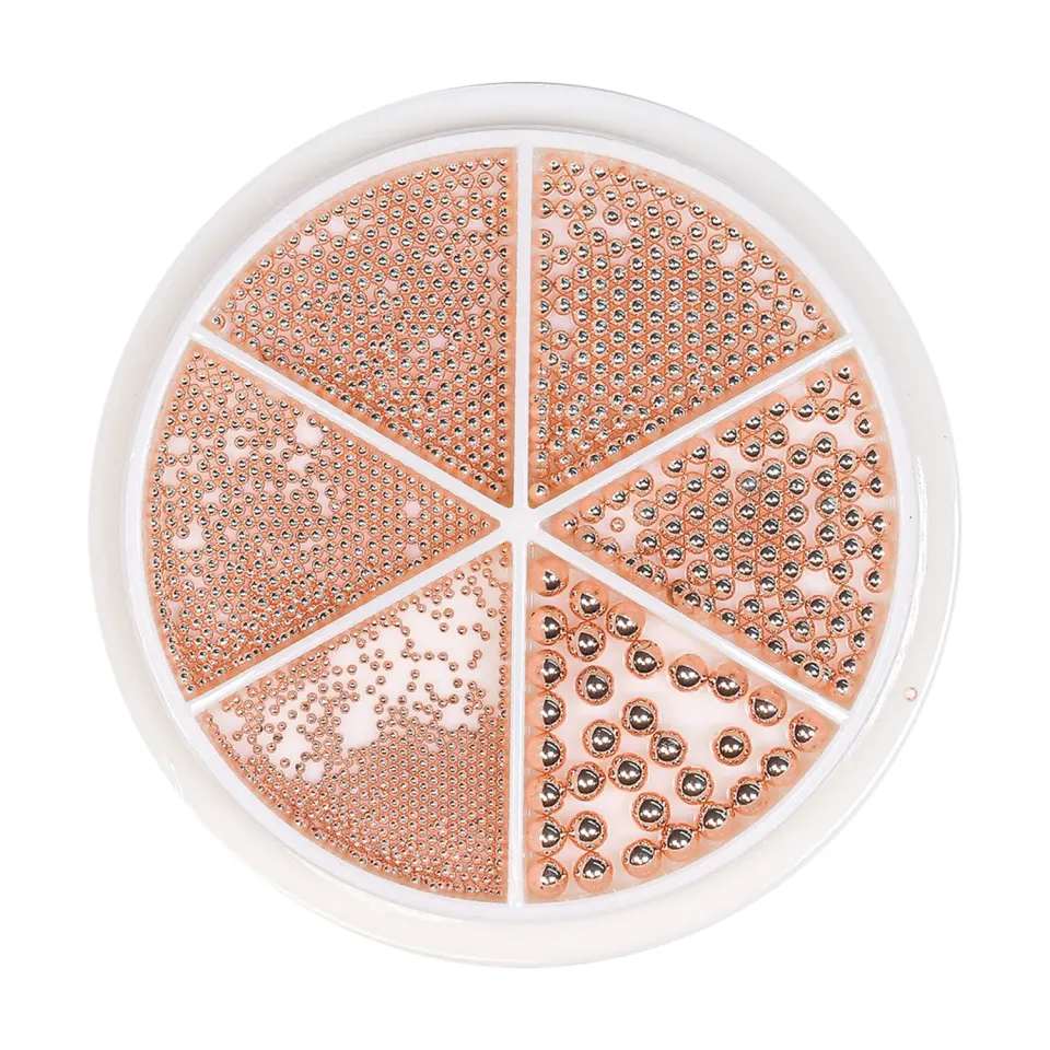 Moonflair Caviar Beads neglekugler Rose Gold 6 str