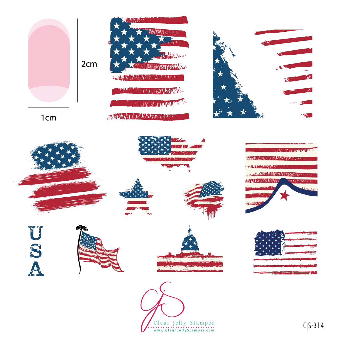 Clear Jelly Stamper Stars & Stripes Three CjS-314 stampingplade