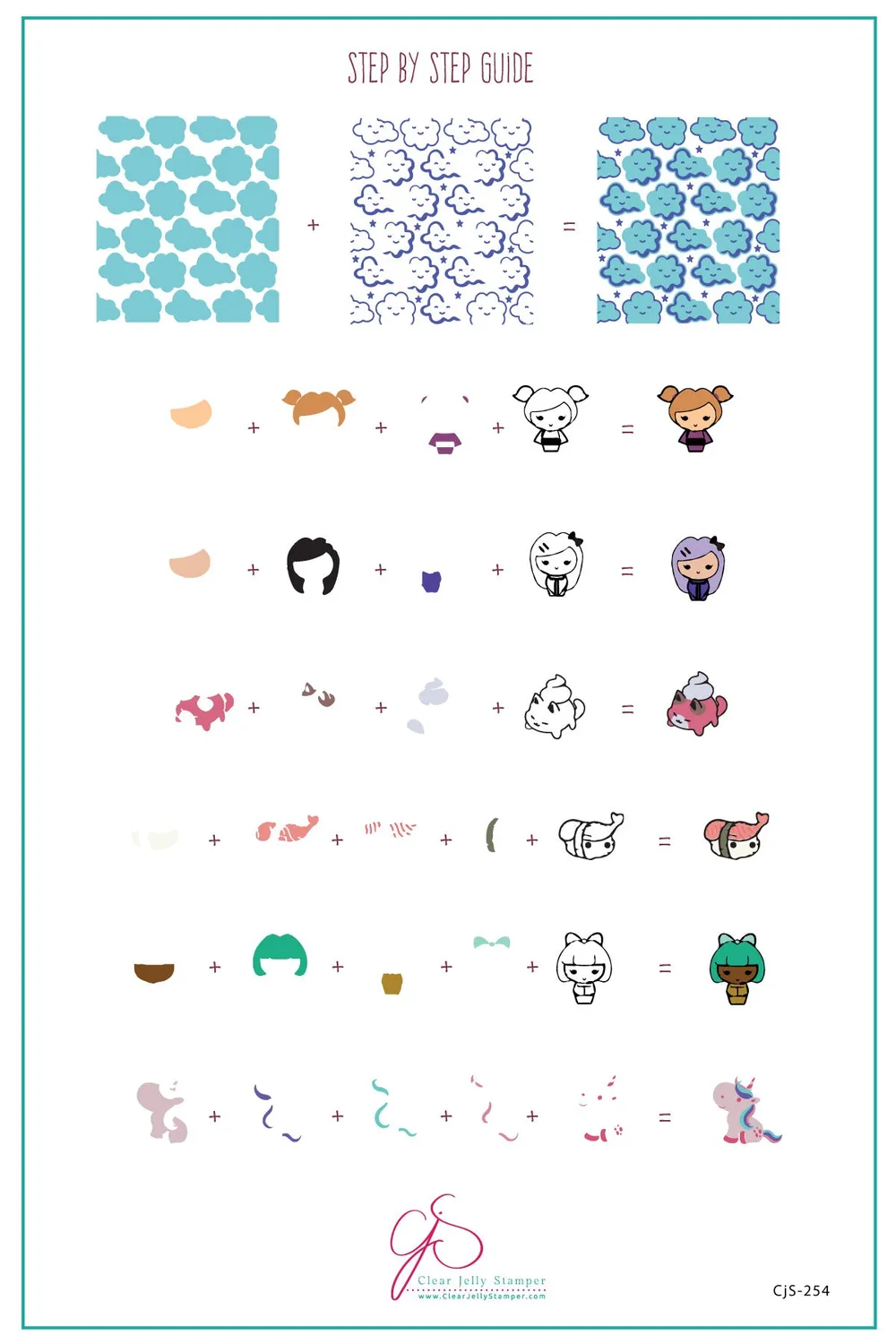 Clear Jelly Stamper CjS-254 Kawaii stempelplade 14,5x9,5 søde dyr