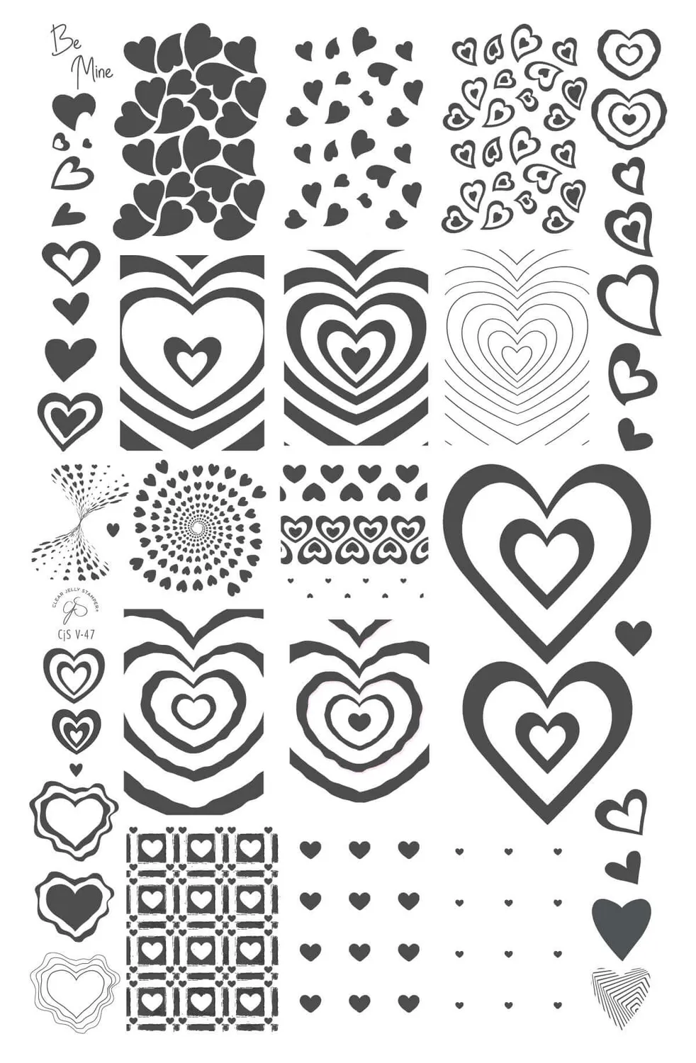Clear Jelly Stamper CjSV-47 Heart's Desire stamping plade hjerter