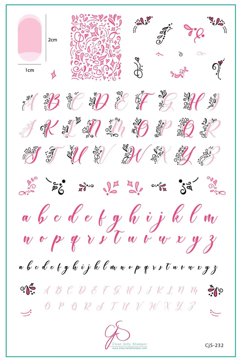Clear Jelly Stamper CjS-232 Twirly Swirly stampingplade alfabet