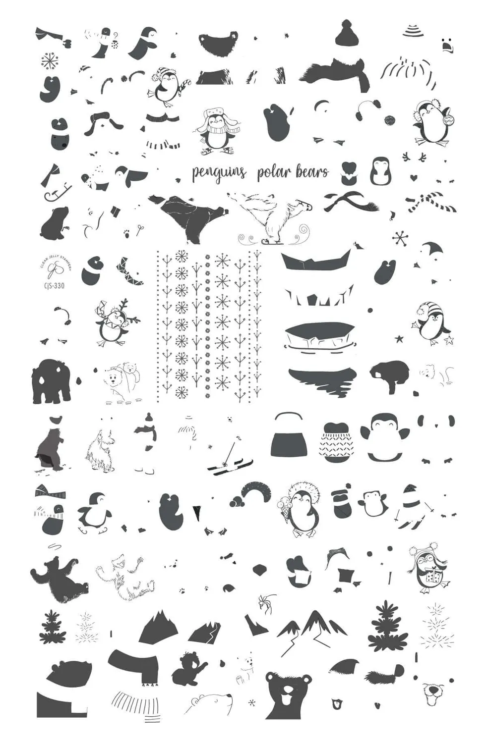 Clear Jelly Stamper CjS-330 Ice Cap Adventures stampingplade vinter