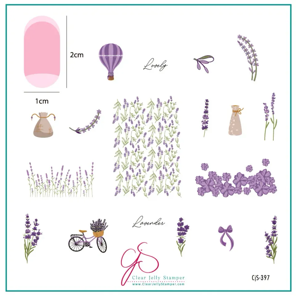 Clear Jelly Stamper CjS-397 Lavender Grove stempelplade 8x8 blomster