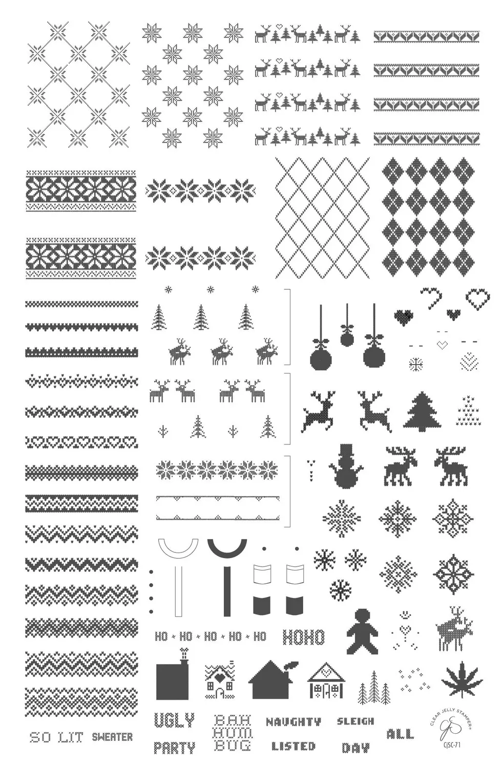 Clear Jelly Stamper Ugly Sweater Party CjSC-71 stampingplade