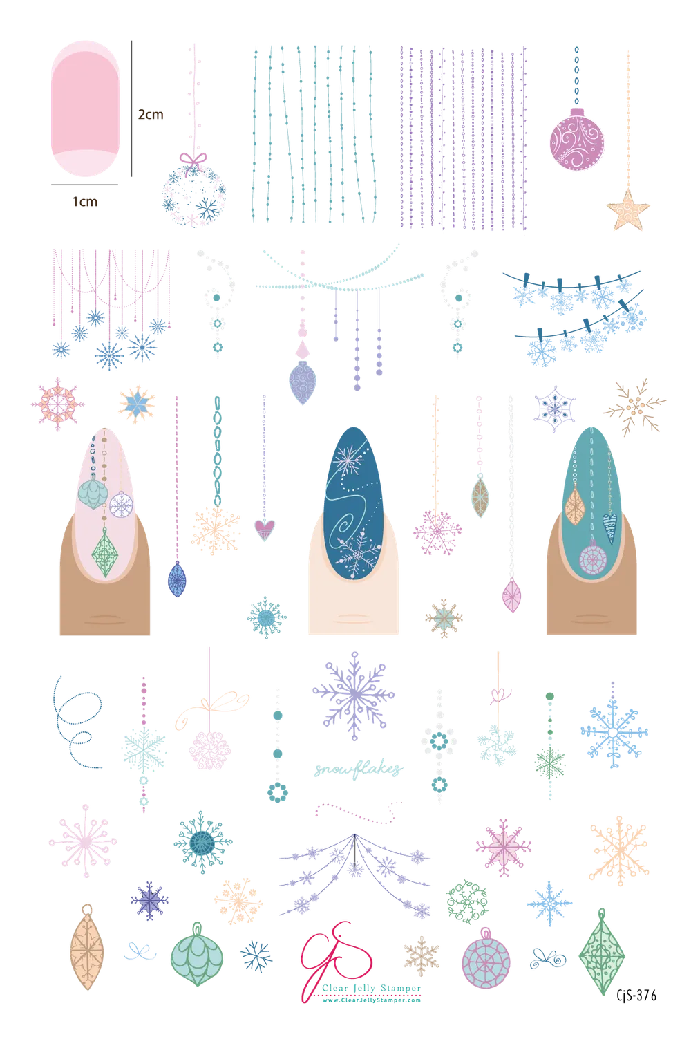 Clear Jelly Stamper CjS-376 stampingplade Snowflakes on Chains