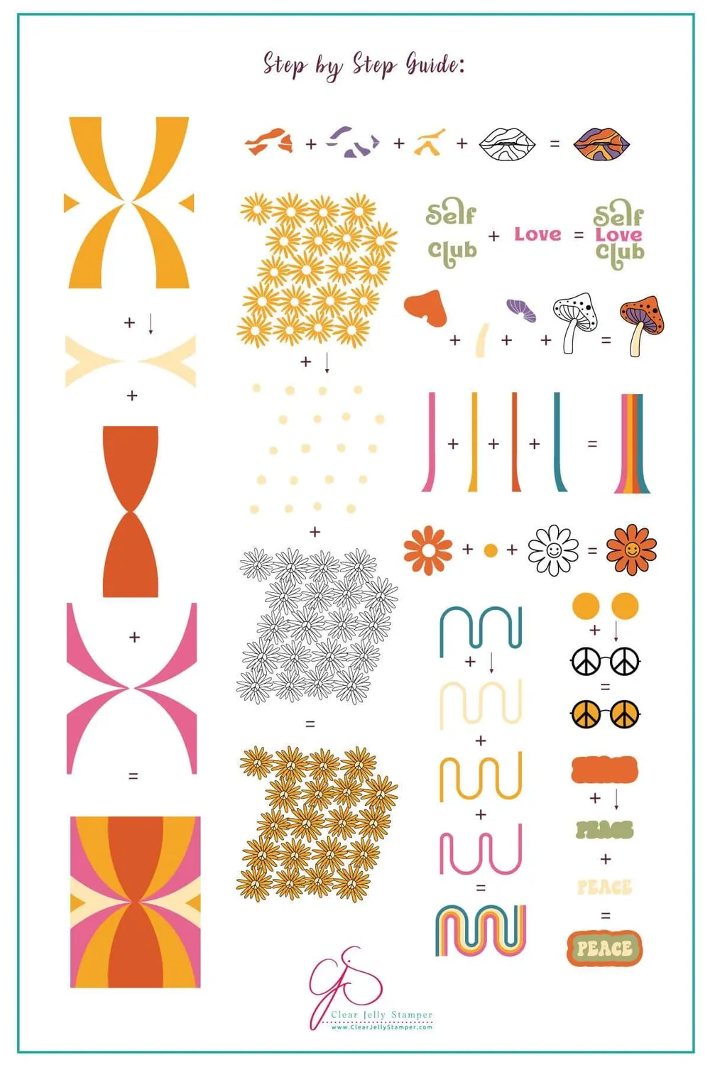 Clear Jelly Stamper CjS-252 Hippie Revival stampingplade retro