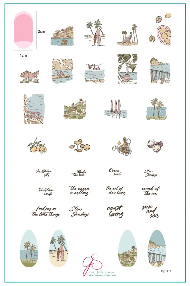Clear Jelly Stamper CjS-413 Coastal Living stamping plade sommer