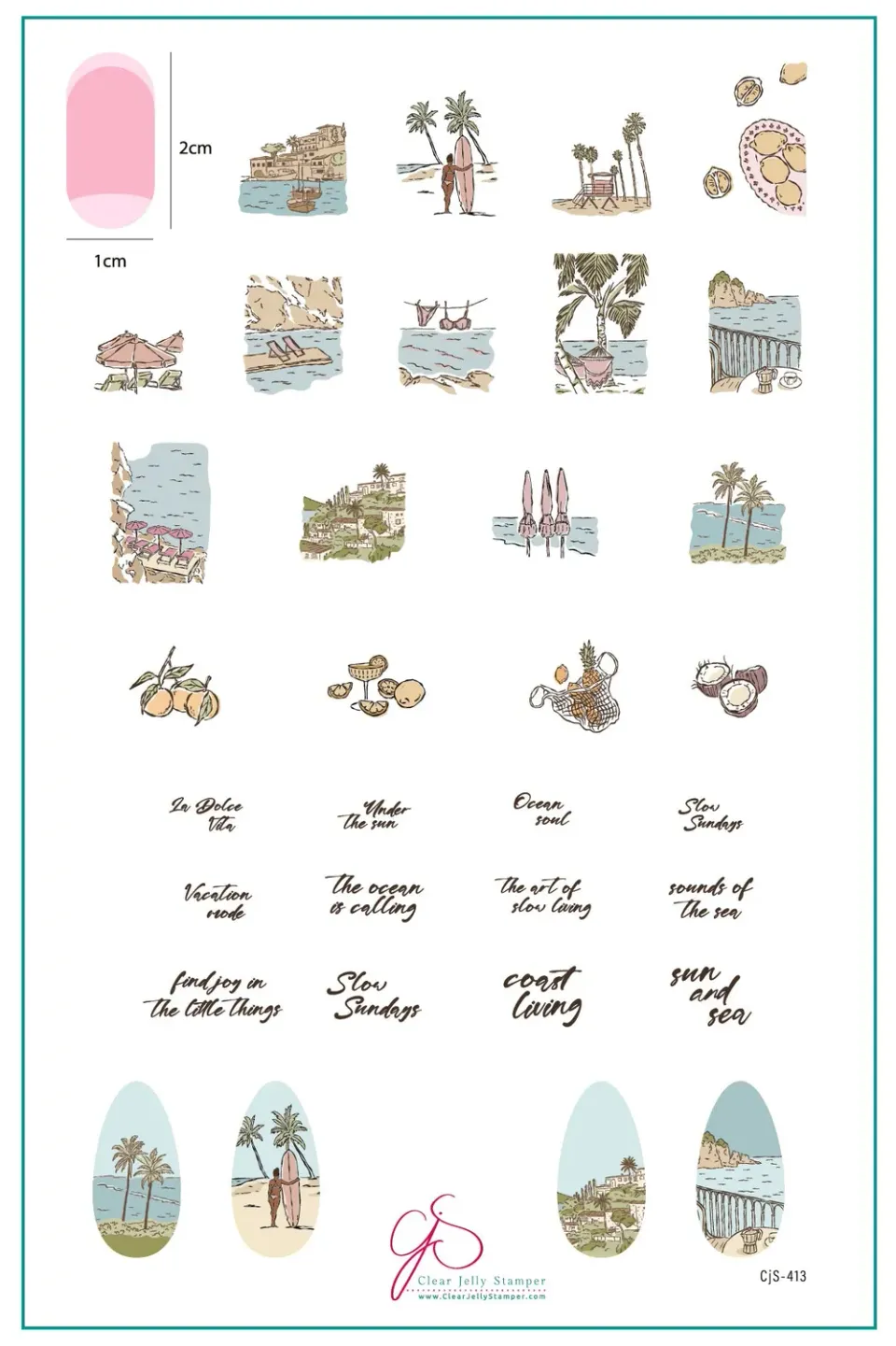 Clear Jelly Stamper CjS-413 Coastal Living stamping plade sommer