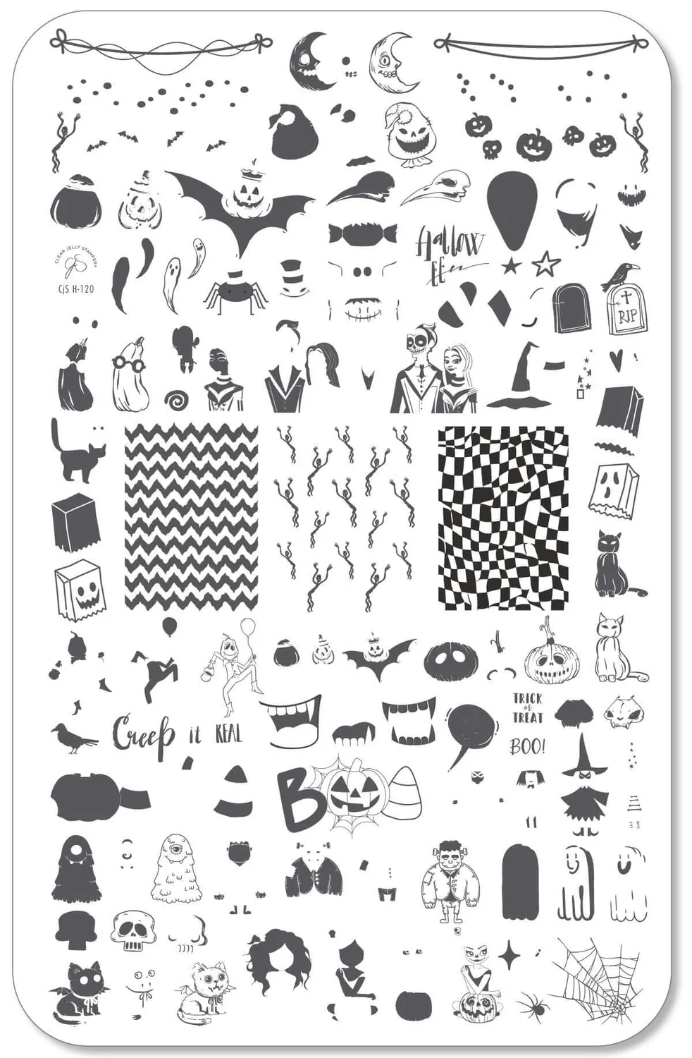 Clear Jelly Stamper CjSH-120 Creep it Real stamping plade