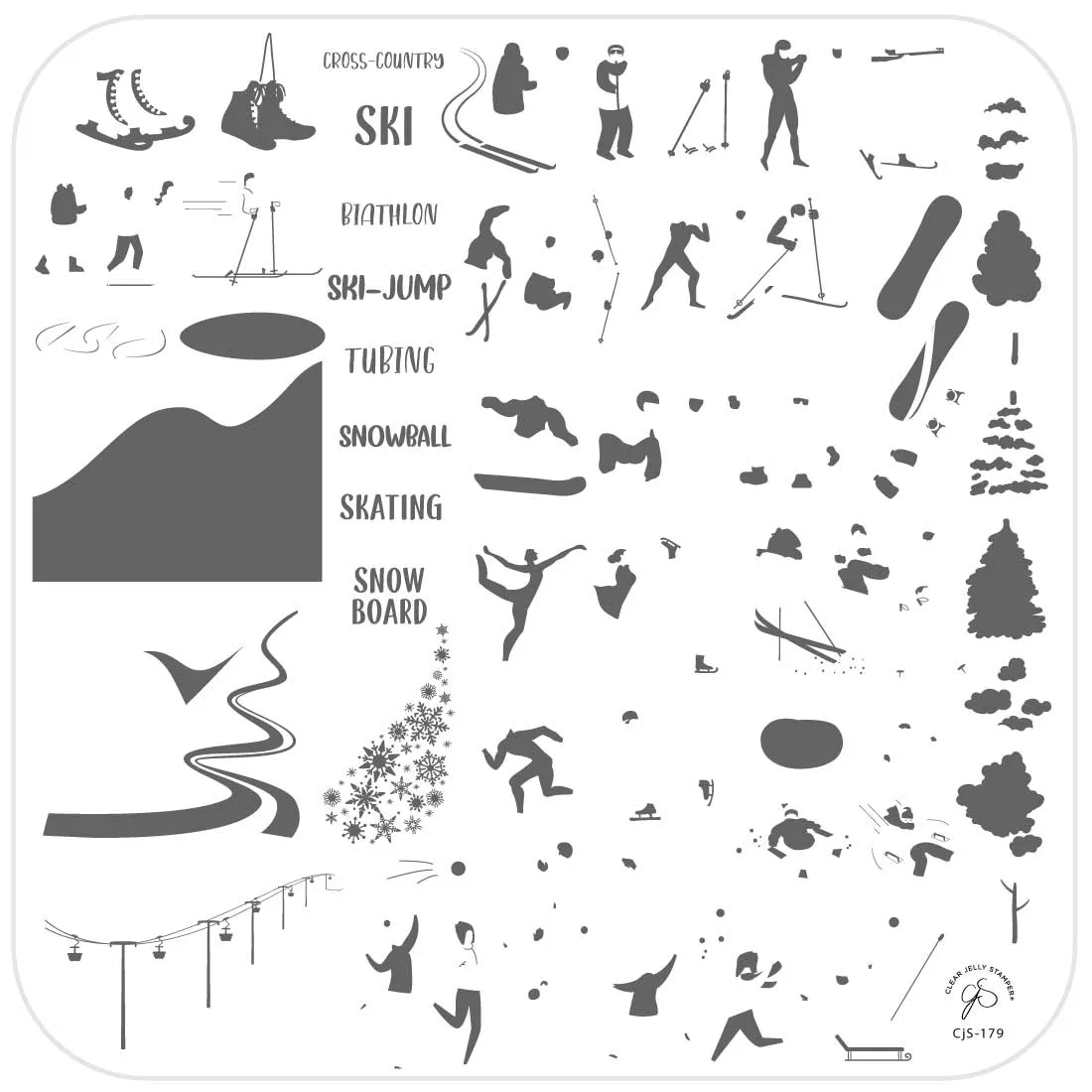 Clear Jelly Stamper CjS-179 Sporty Winter stempelplade