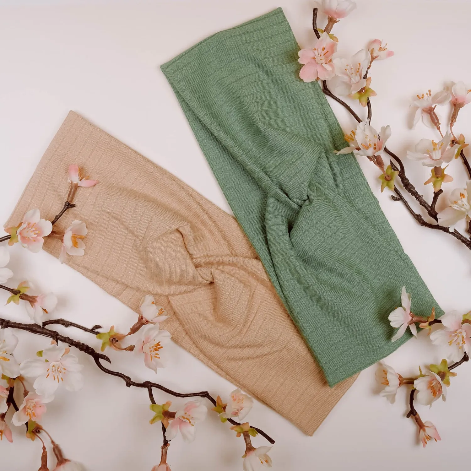 SnugWrap Sand hårbånd beigeribbet viskose