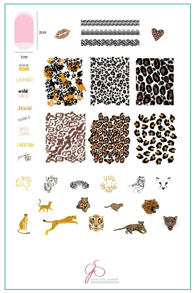 Clear Jelly Stamper CjS-176 Wild Cheetah negleplade 14,5cm