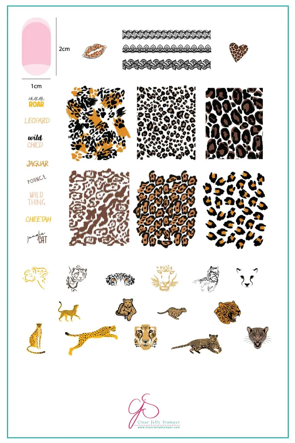 Clear Jelly Stamper CjS-176 Wild Cheetah negleplade 14,5cm