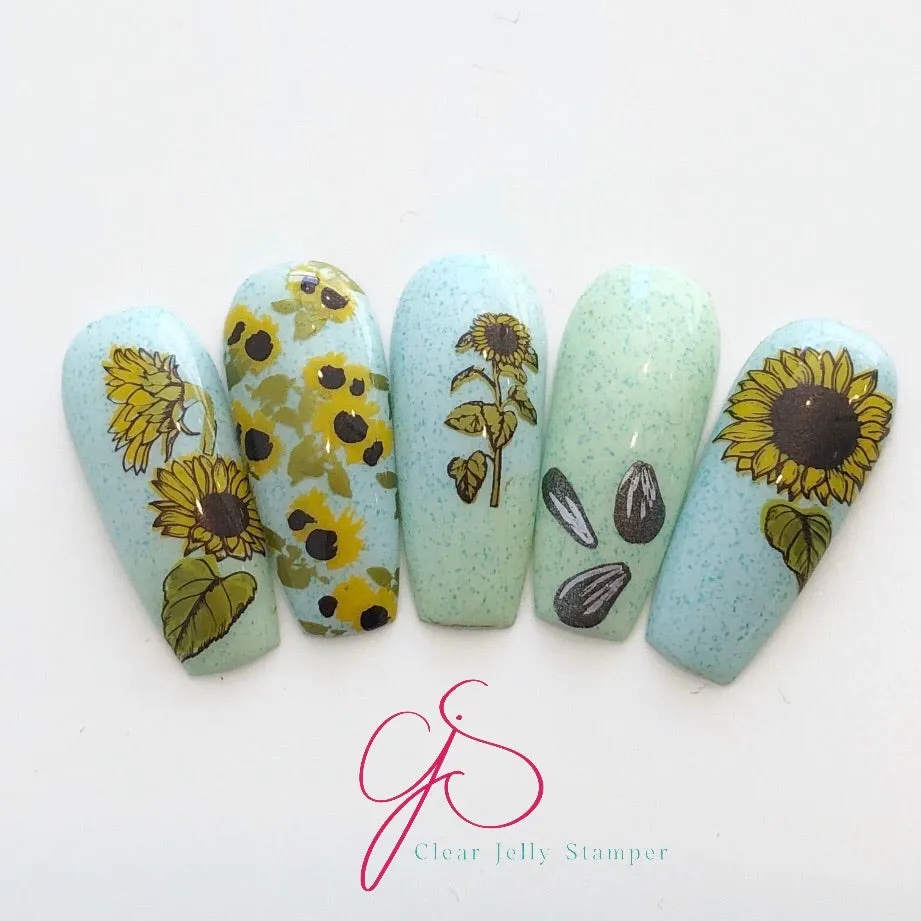 Clear Jelly Stamper CjS-163 Sunflowers stamping plade 8x8 cm