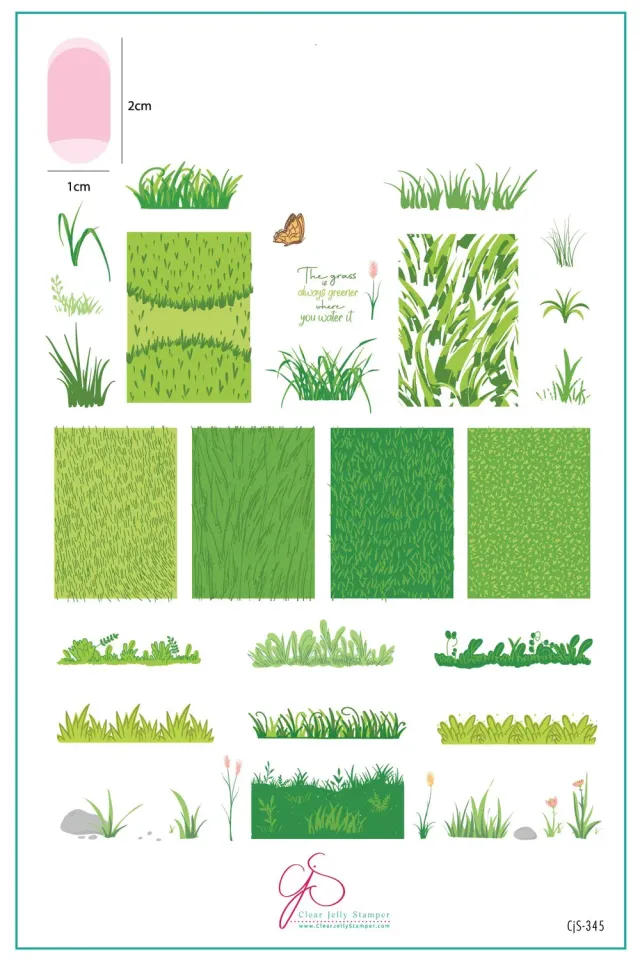 Clear Jelly Stamper CjS-345 Greener Grass stempelplade 14,5x9,5