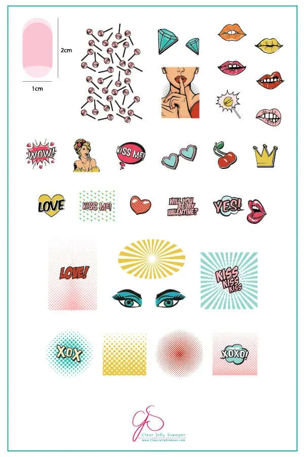 Clear Jelly Stamper CjSV-22 POP Heart stempelplade stor popart