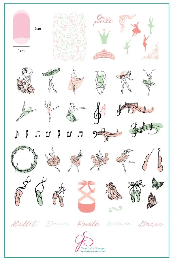 Clear Jelly Stamper CjS-75 On Pointe stamping plade ballet