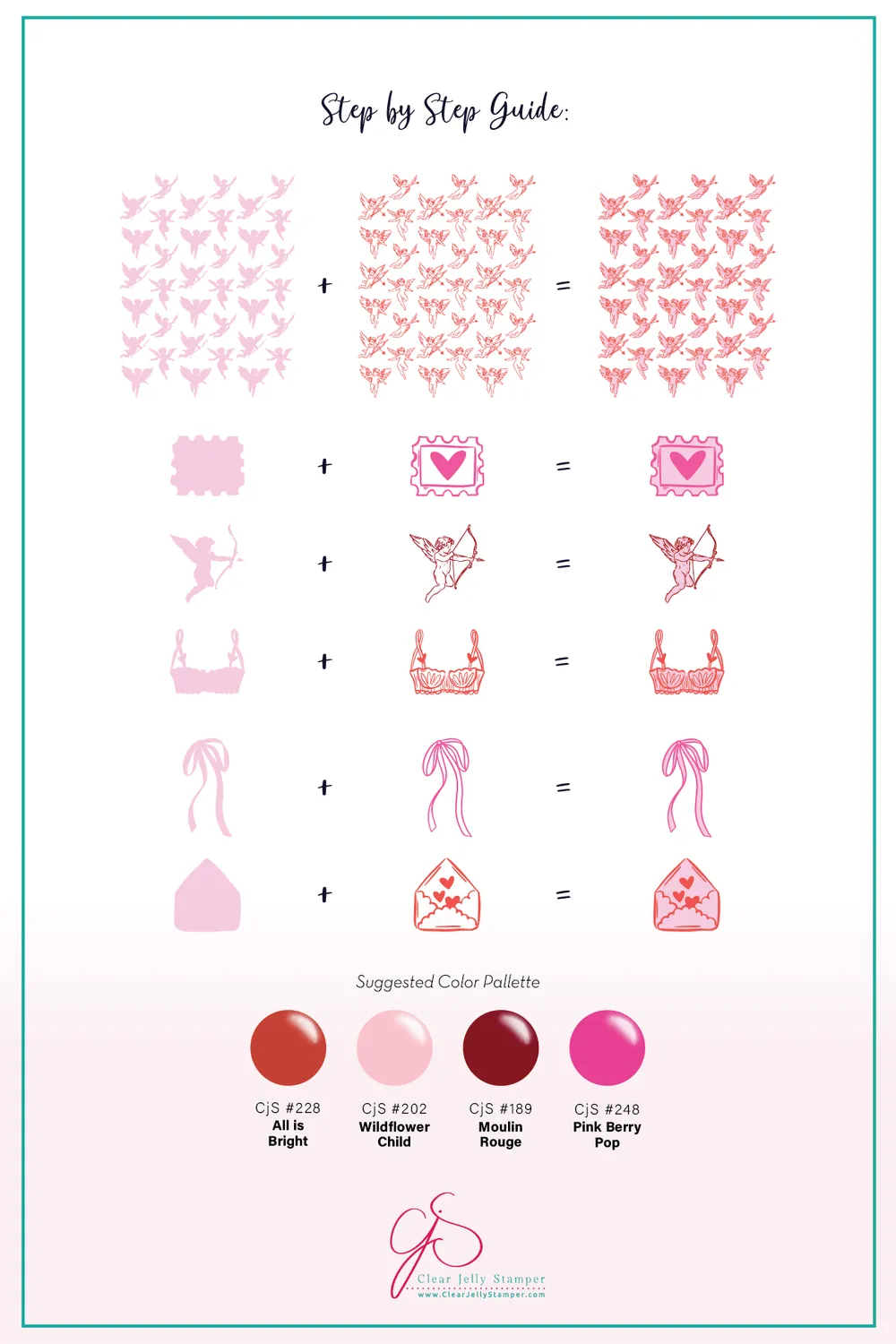 Clear Jelly Stamper V-57 Cupid's Canvas stamping plade