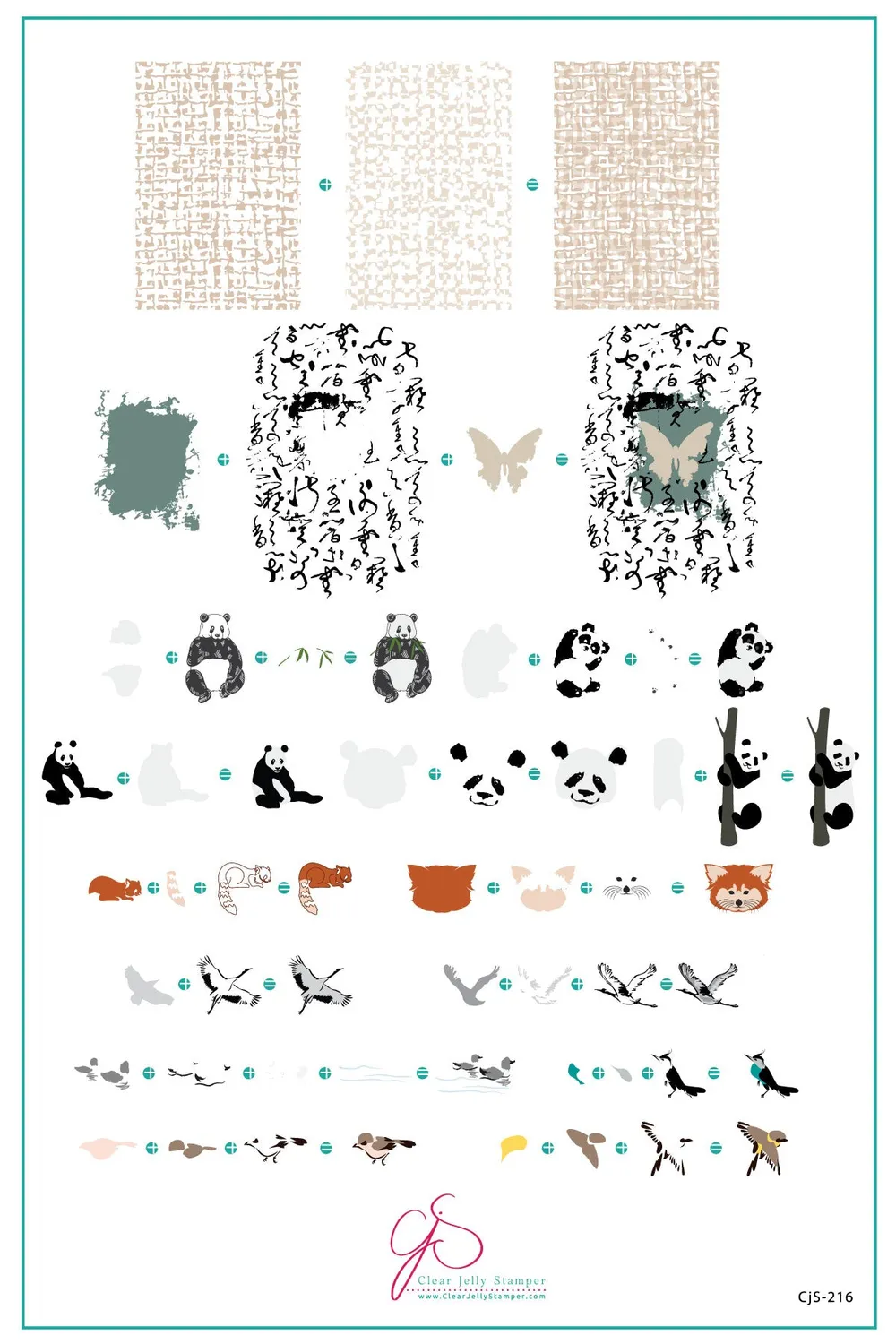 Clear Jelly Stamper Playful Panda CjS-216 stempelplade panda