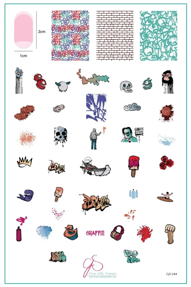 Clear Jelly Stamper CjS-244 Graffiti stamping plade skull