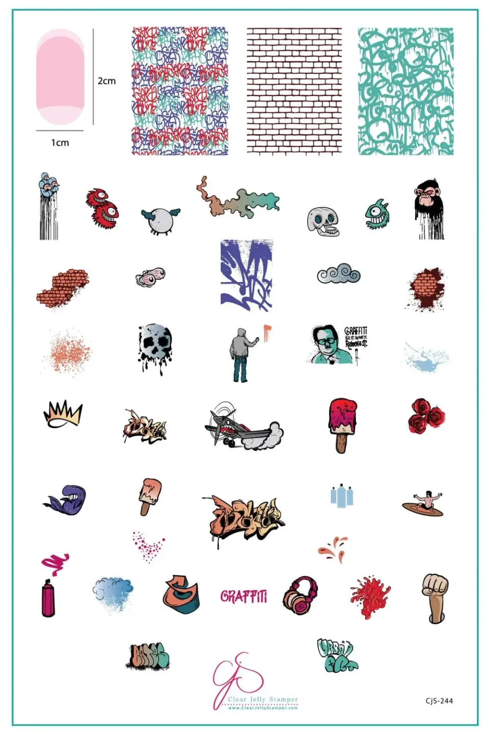 Clear Jelly Stamper CjS-244 Graffiti stamping plade skull