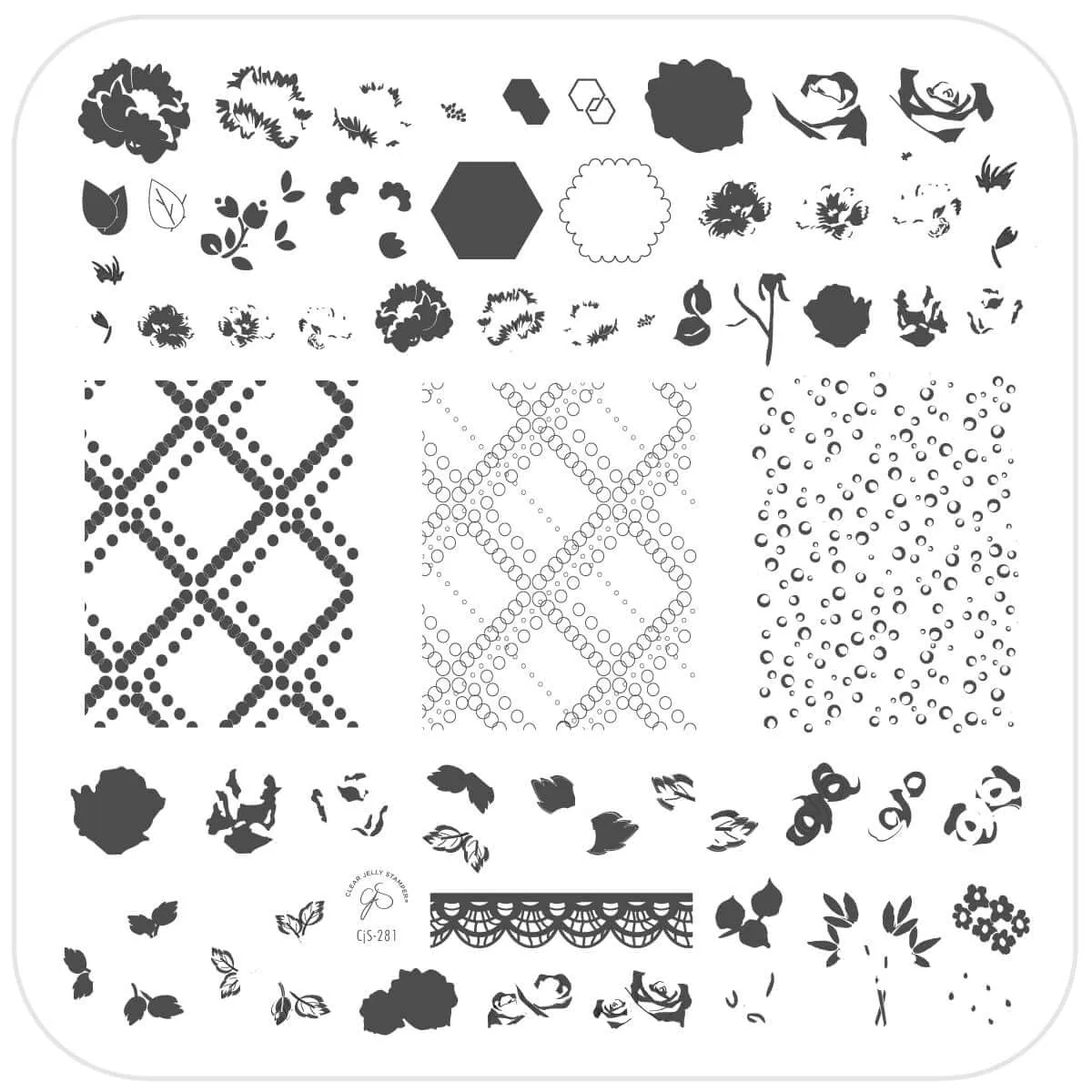 Clear Jelly Stamper Floral Blossom CjS-281 stamping plade roser 8x8