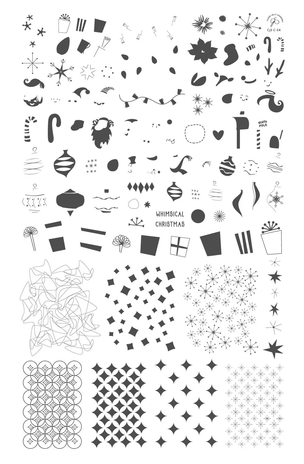Clear Jelly Stamper CjSC-54 Whimsical Christmas stempelplade