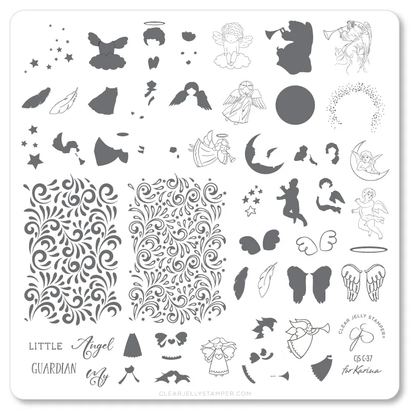Clear Jelly Stamper Angelic CjSC-37 stampingplade 8x8 engle
