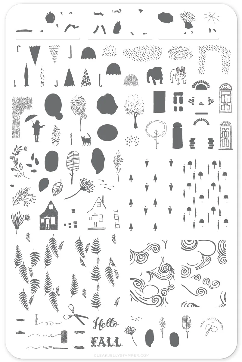 Clear Jelly Stamper CjS-137 Whimsical Fall stampingplade