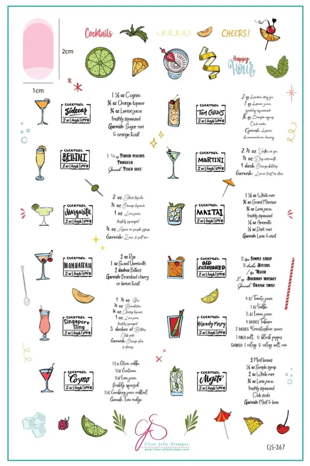 Clear Jelly Stamper CjS-367 Happy Hour stampingplade cocktail