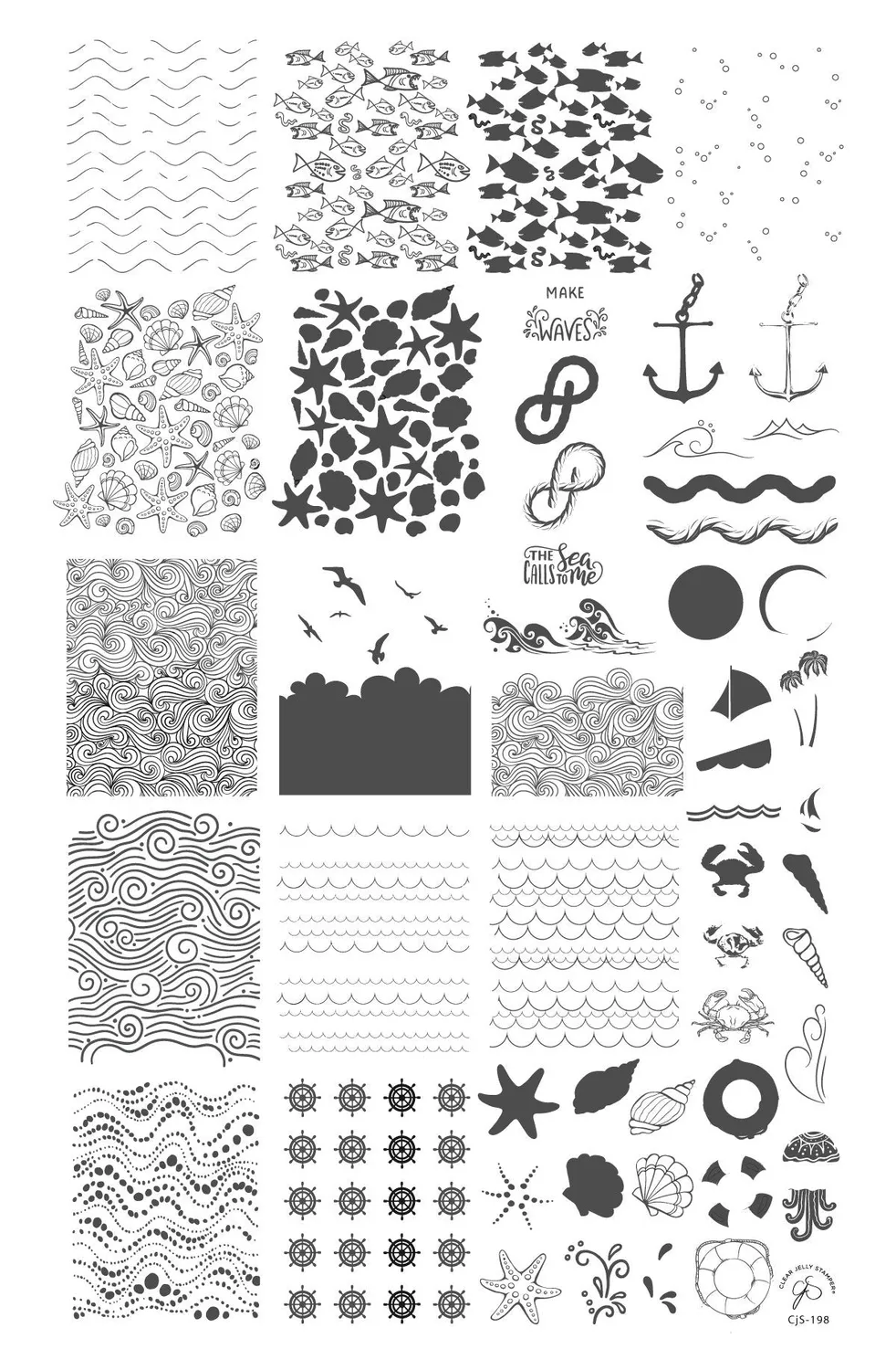 Clear Jelly Stamper CJS-198 Make Waves stampingplade