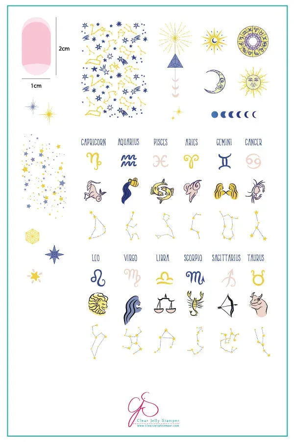 Clear Jelly Stamper CjSZ-01 Stjernetegn stamping plade zodiac