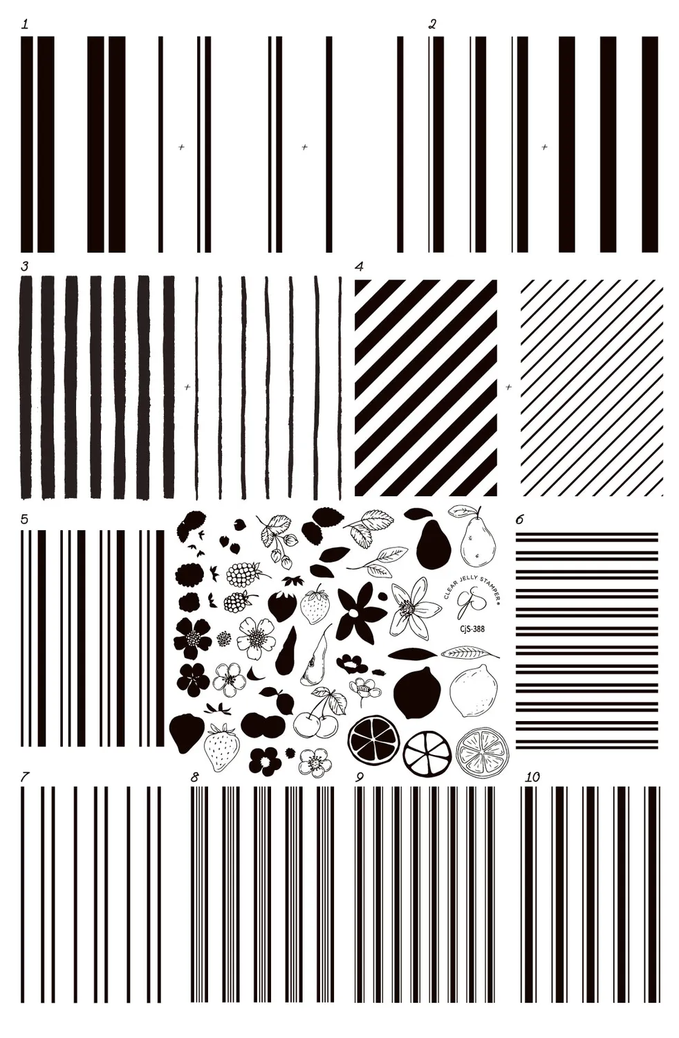 Clear Jelly Stamper CjS-388 Cabana Stripes stampingplade 14x9