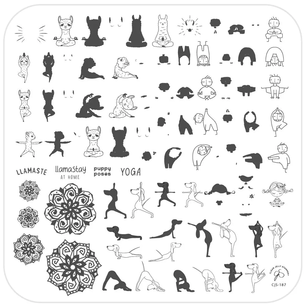Clear Jelly Stamper CjS-187 Llamaste stamping plade 8x8 lama yoga