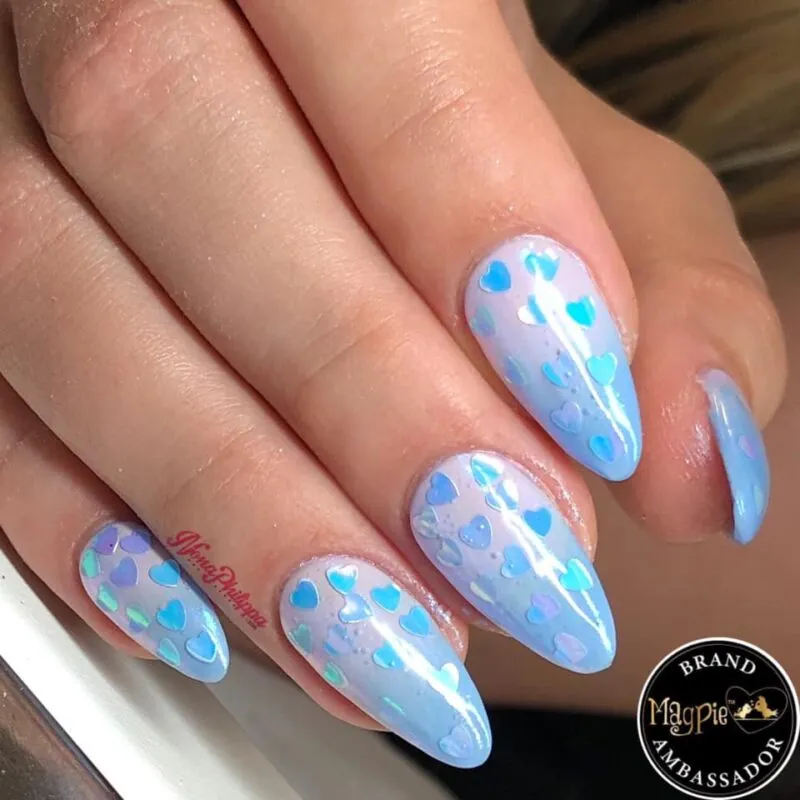 Indigo Nails Blue Hearts neglepynt blå hjerter
