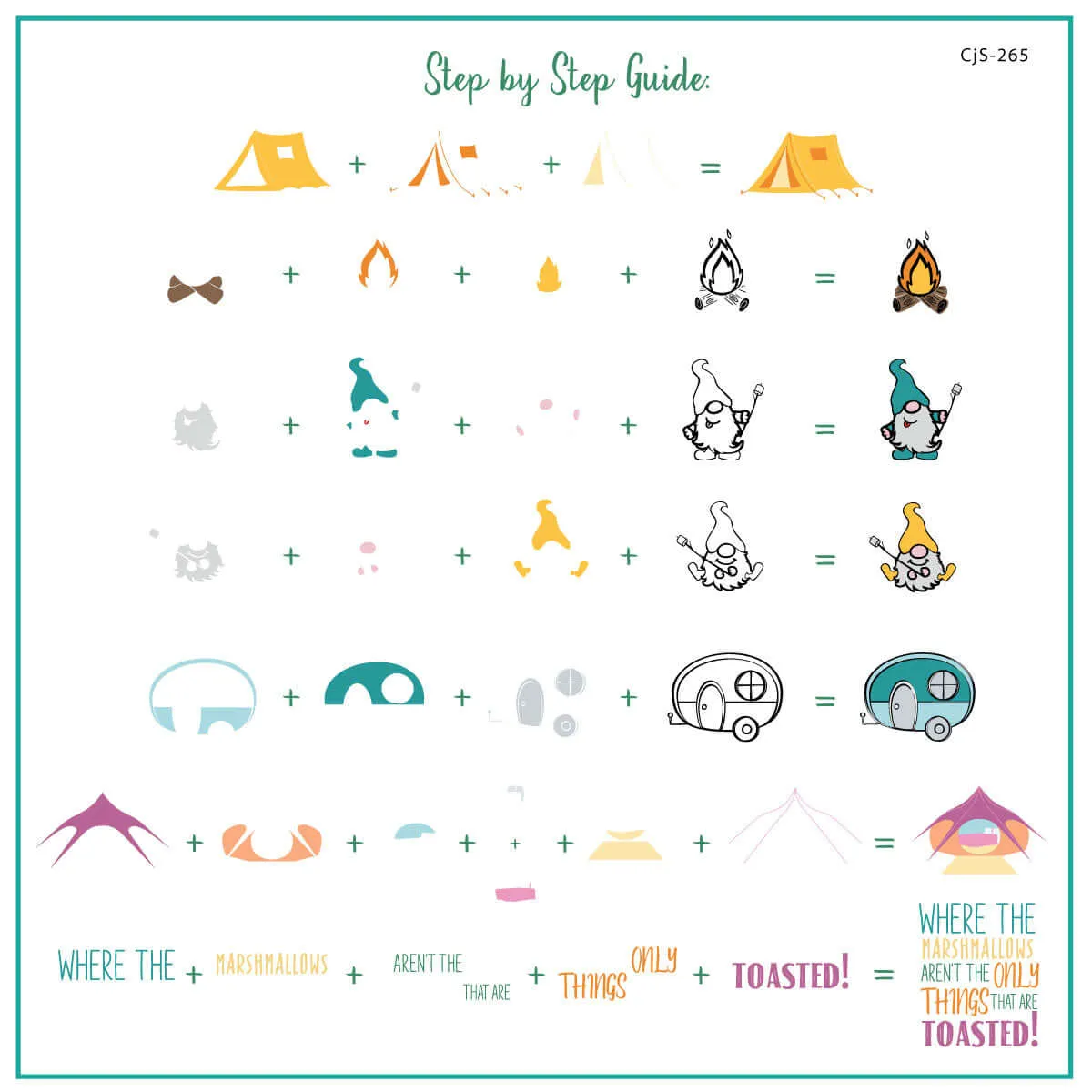 Clear Jelly Stamper Camping Gnomies CjS-265 stampingplade gnom