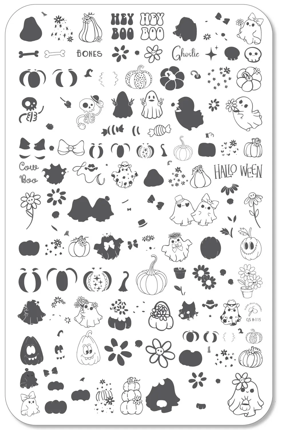 Clear Jelly Stamper H-115 Hey Boo stampingplade halloween