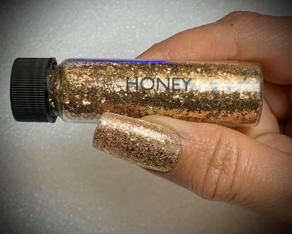 Indigo Nails Honey glitter til negle – varm glød