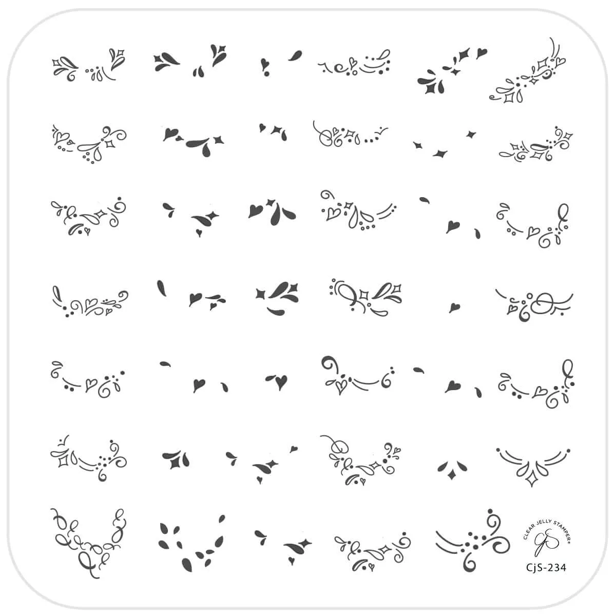 Clear Jelly Stamper CjS-234 Twirly Swirly French stampingplade 8x8