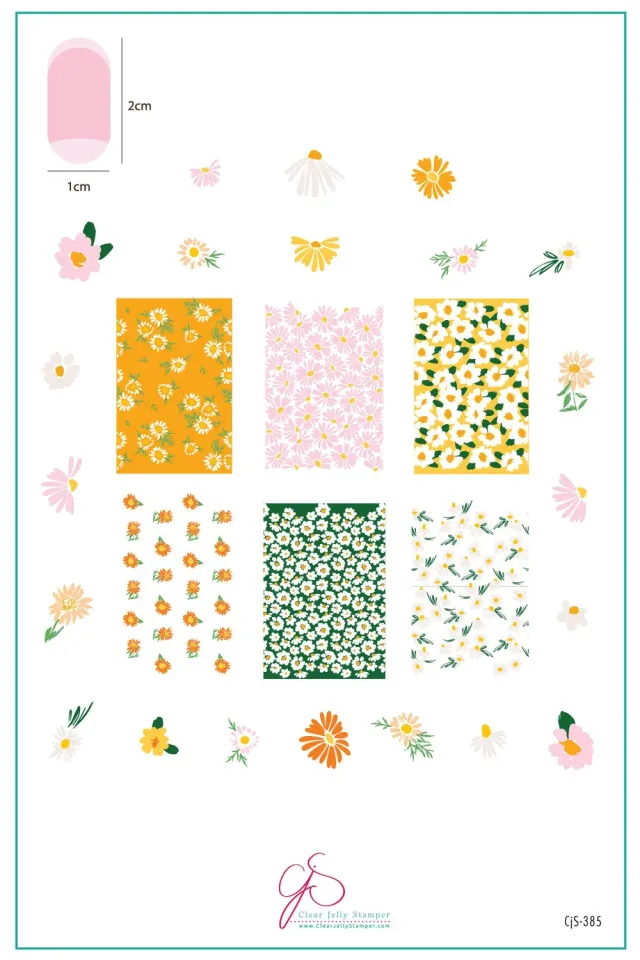 Clear Jelly Stamper CjS-385 Crazy for Daisies plade 14x9 marguerit