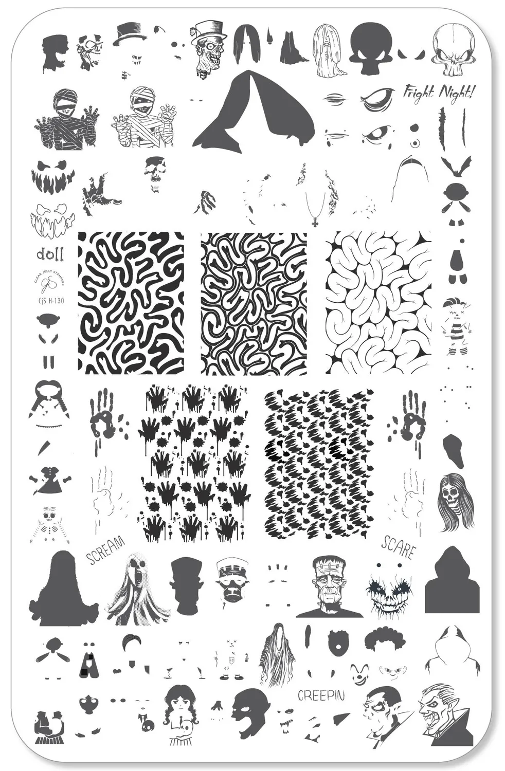 Clear Jelly Stamper Freaky Little Friends CjSH-130 stampingplade