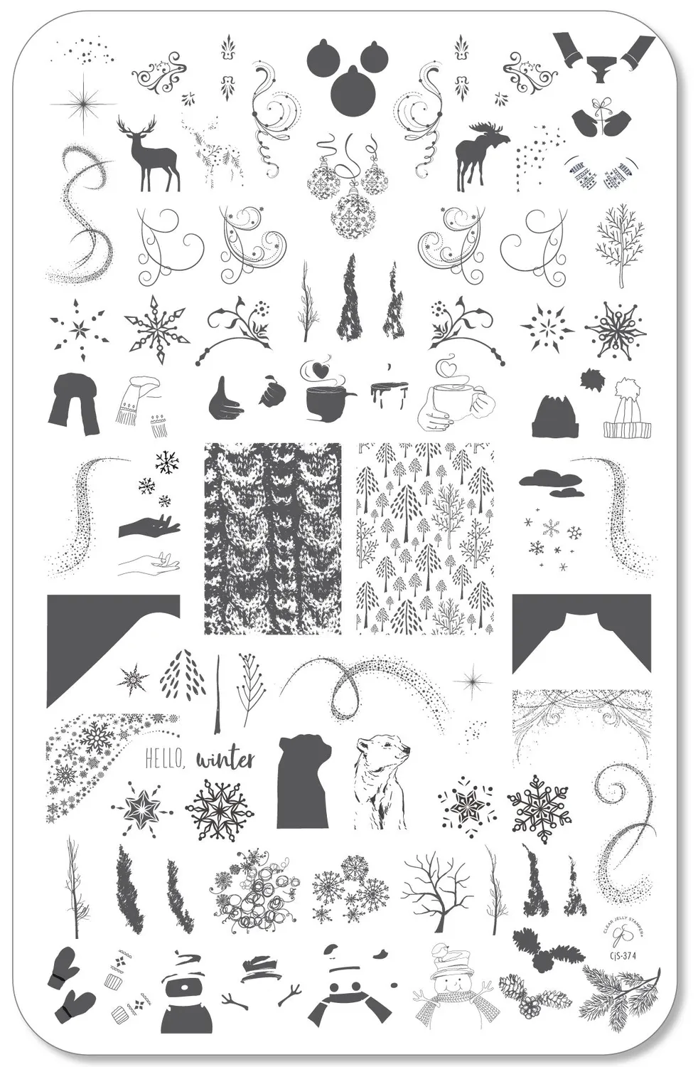 Clear Jelly Stamper CjS-374 stempelplade Hello Winter snefnug
