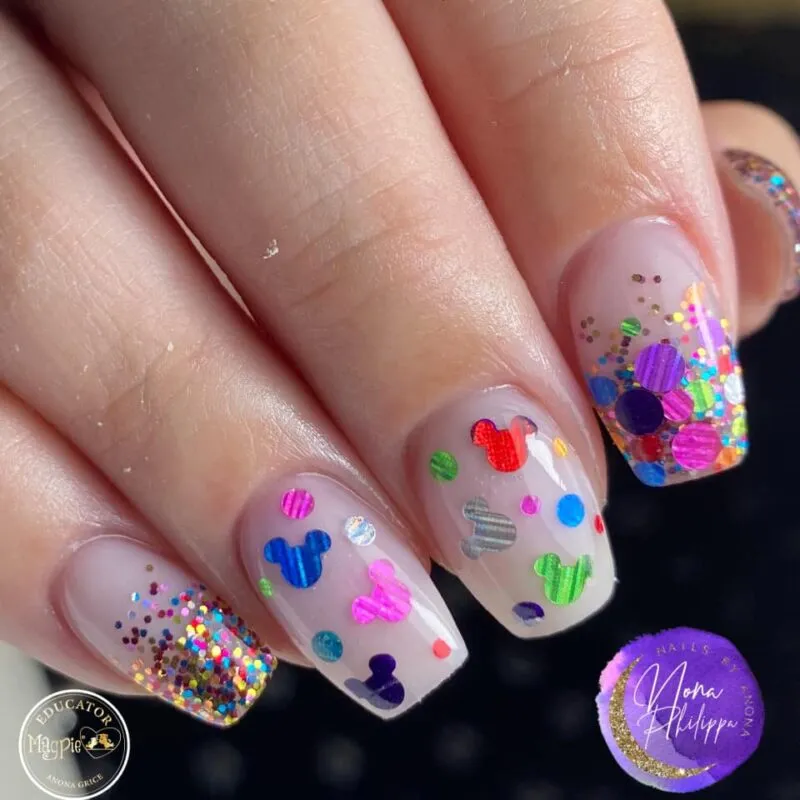 Indigo Nails Circles Rainbow Holo neglitter