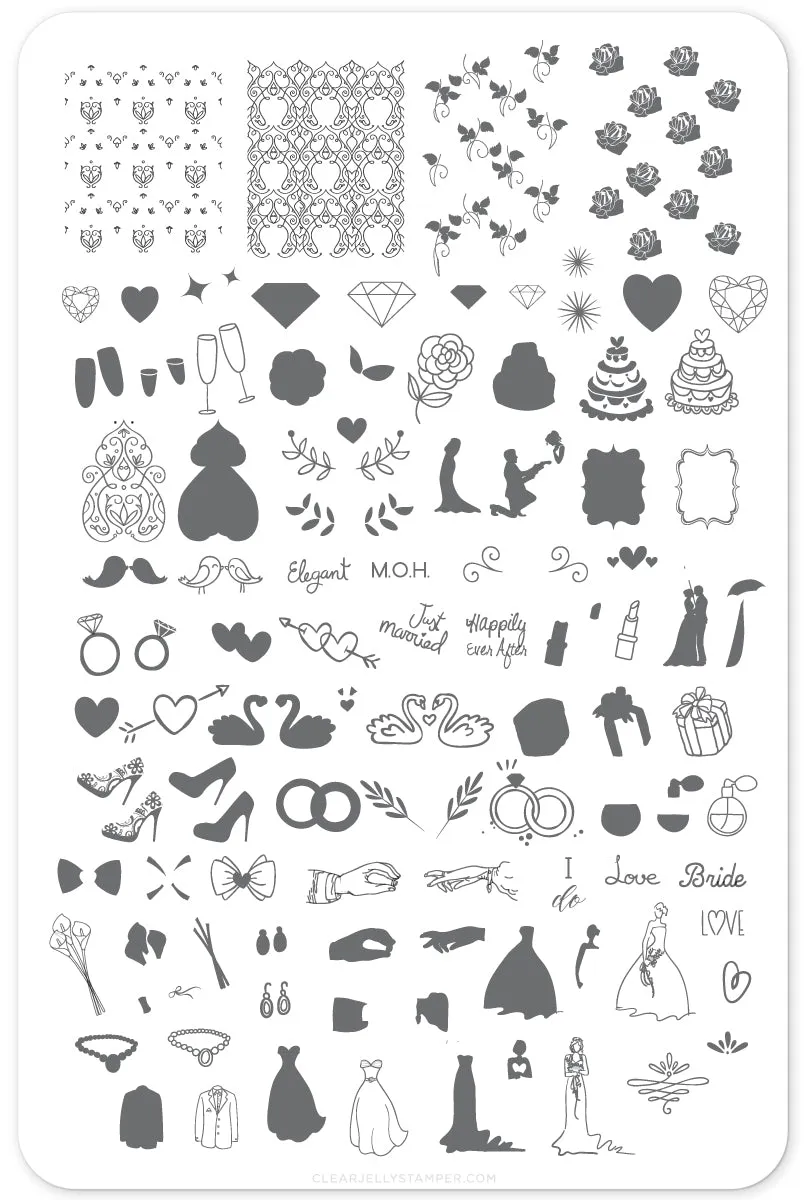 Clear Jelly Stamper CjS-70 Here Comes the Bride stempelplade stor