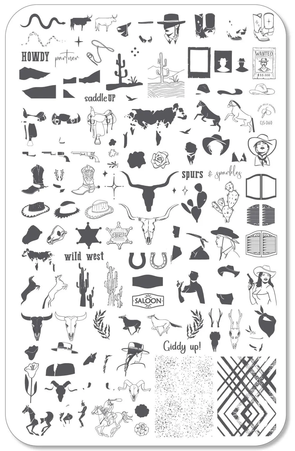 Clear Jelly Stamper Howdy Partner CjS-360 stamping plade western