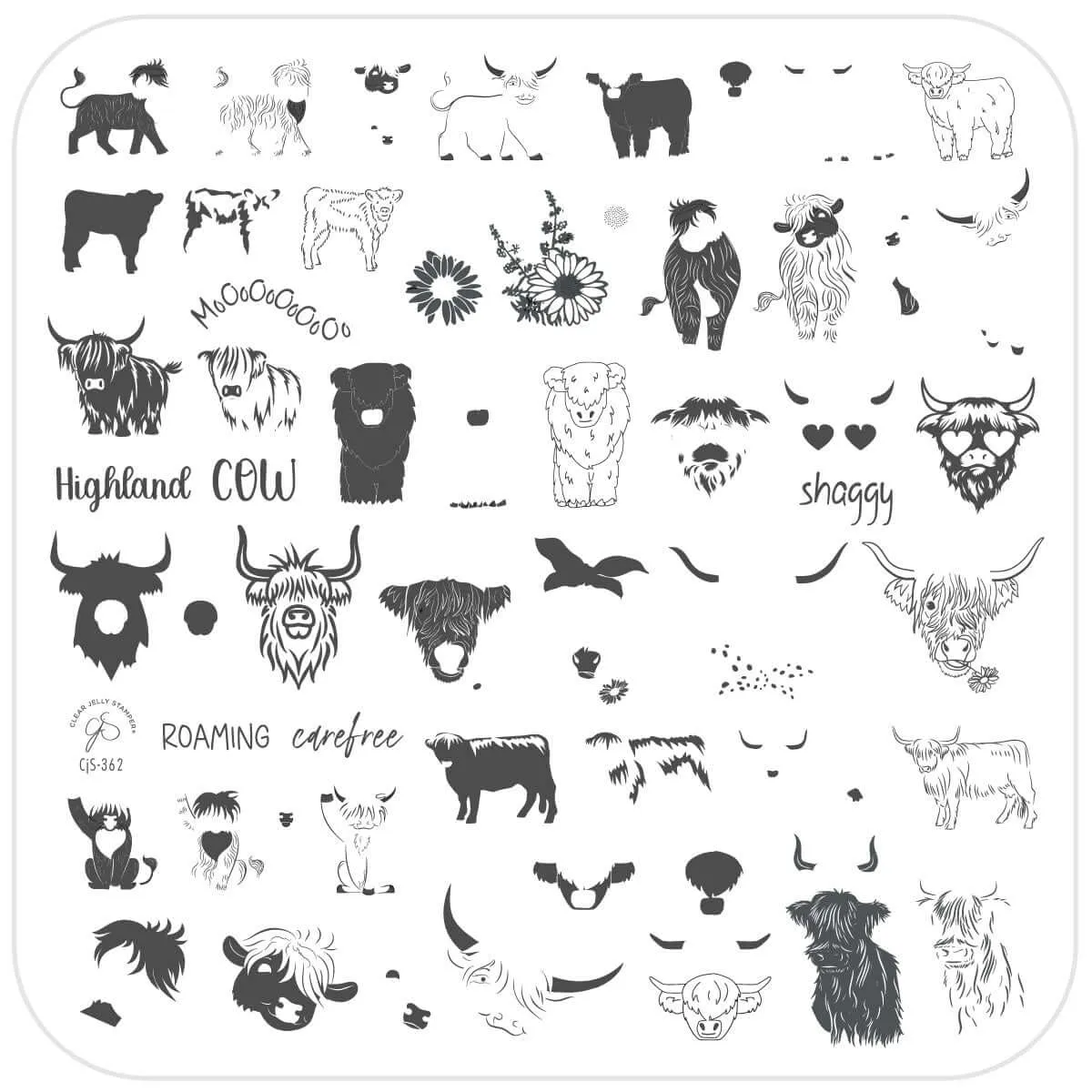 Clear Jelly Stamper CjS-362 Highland Cow stamping plade ko