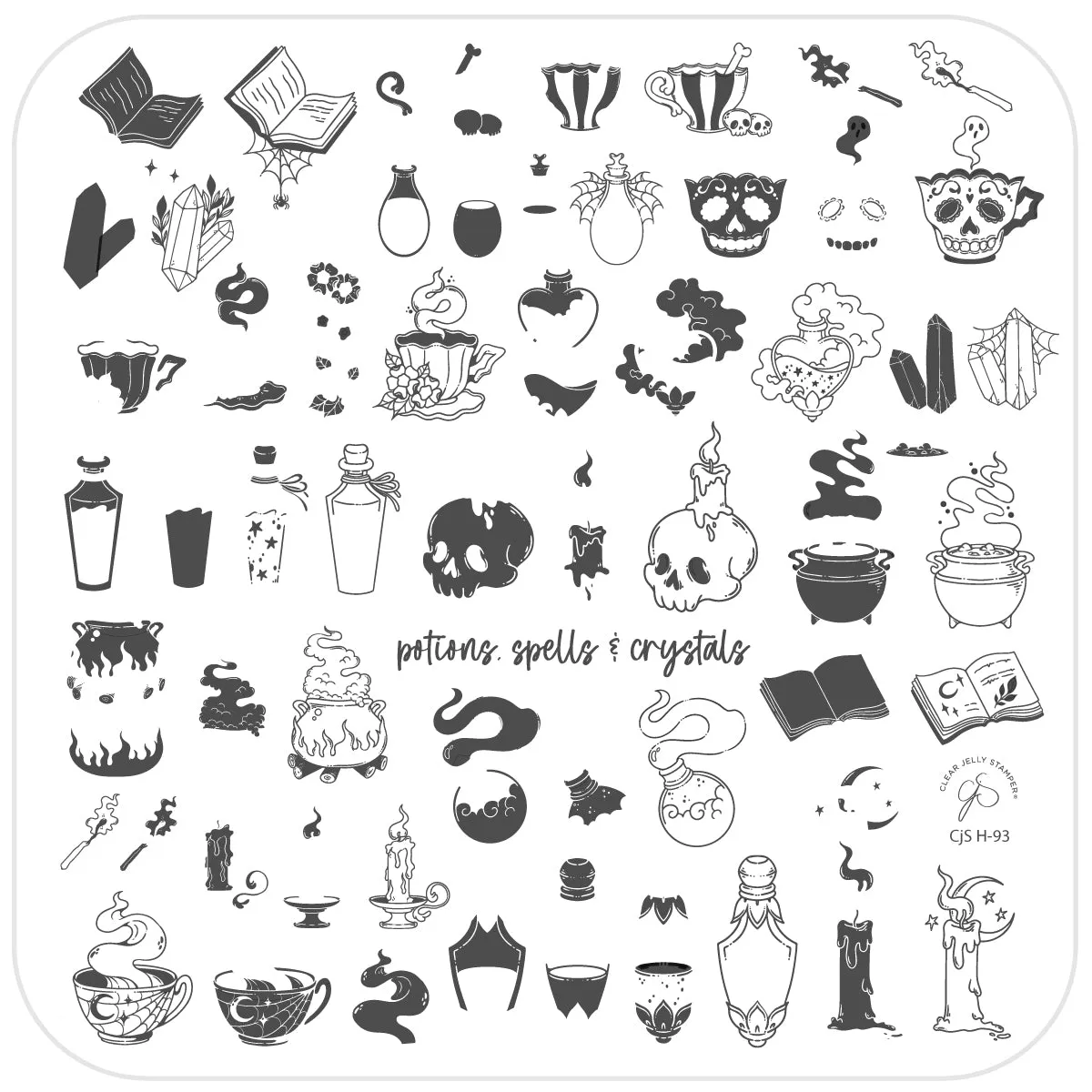 Clear Jelly Stamper H-93 Abracadabra stamping plade 8x8 halloween