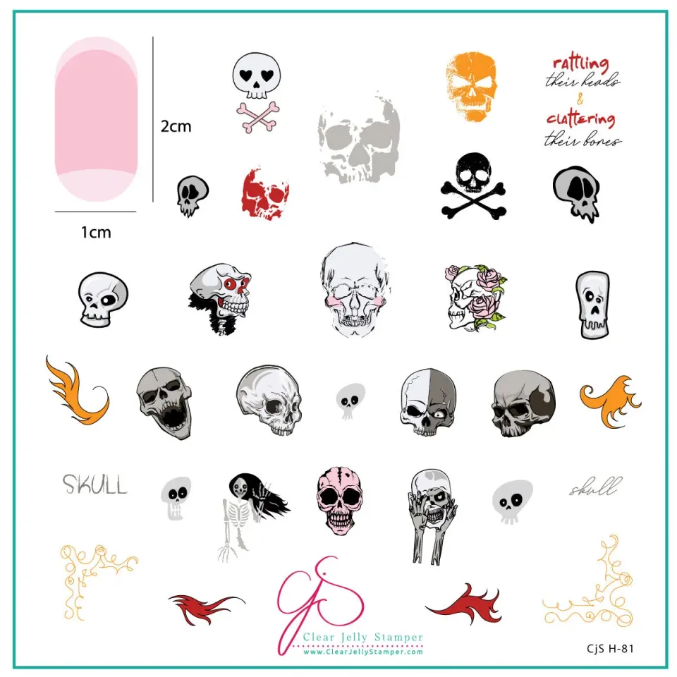 Clear Jelly Stamper CjS-H-81 Clattering Bones stampingplade halloween