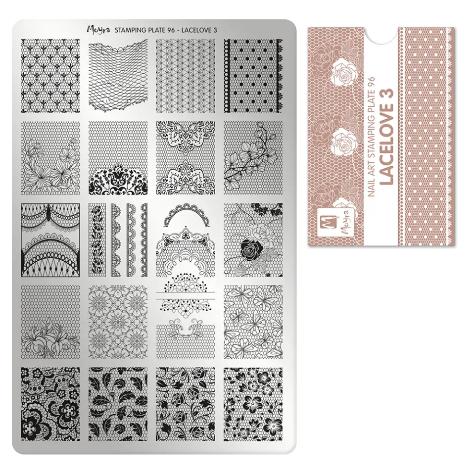 Moyra Stamping Plate 96 Lacelove 3 stampingplade blonde